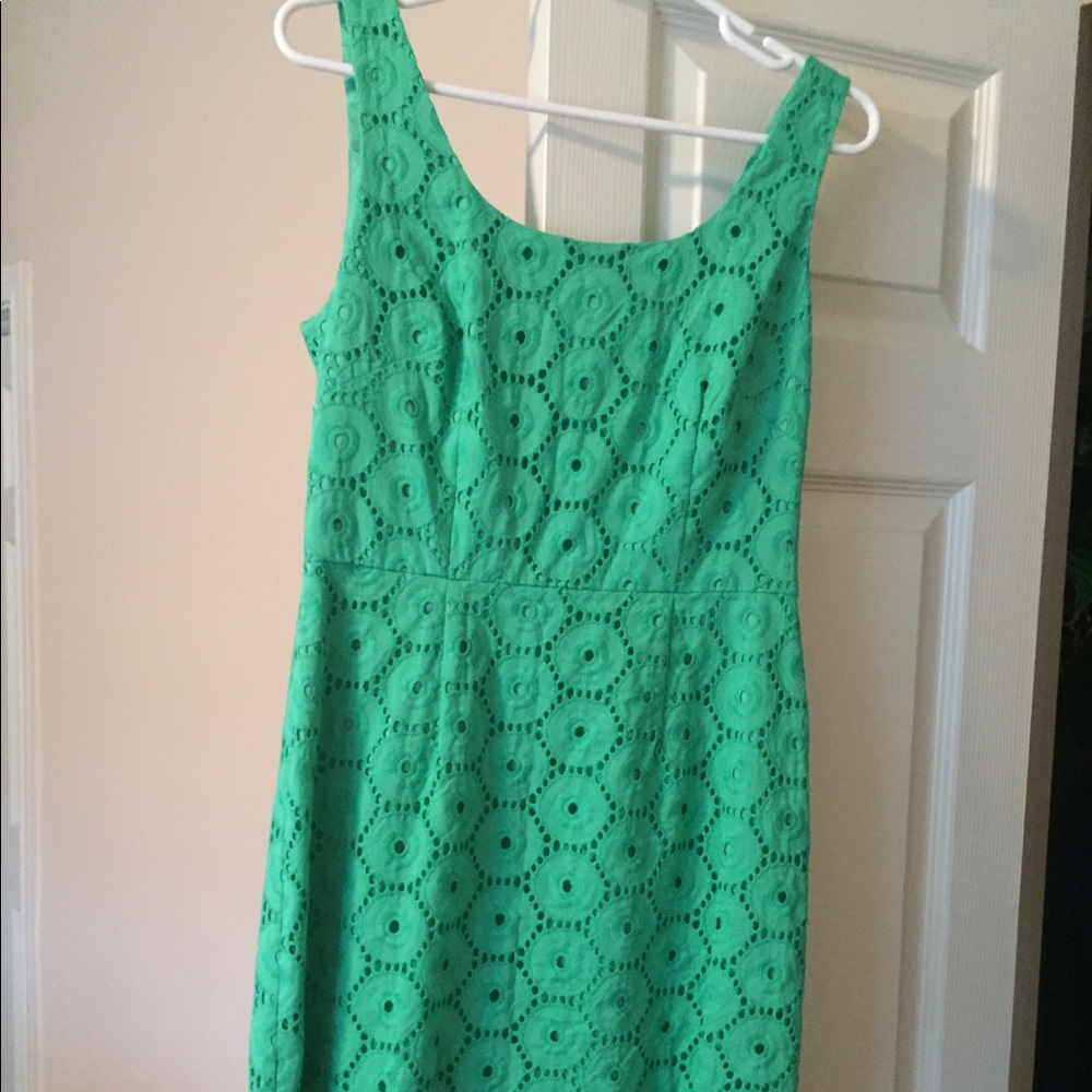 Green circle eyelet dress